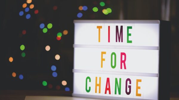 time for change sign with led light