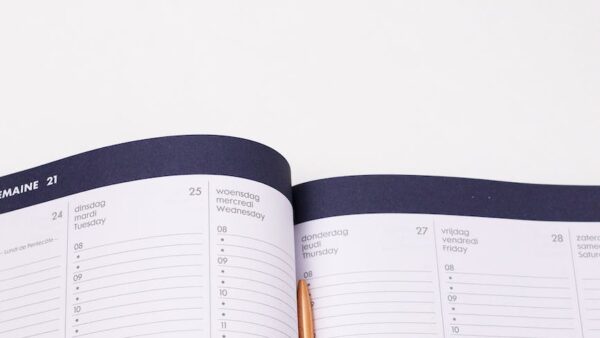 notebook writing school calendar