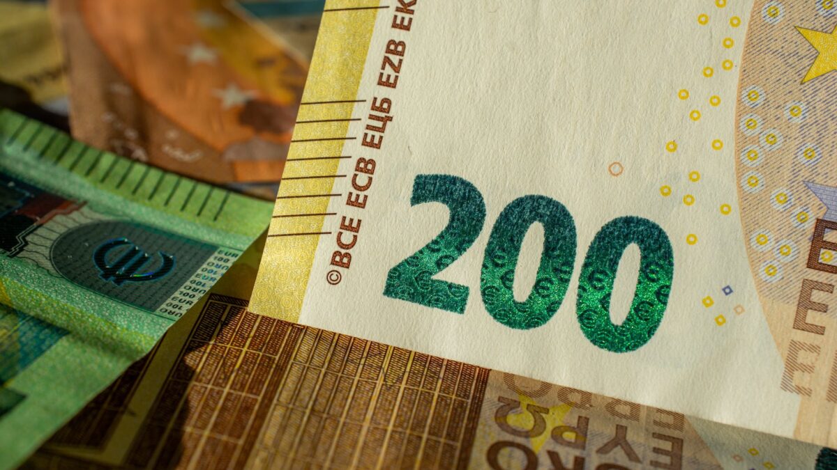 close up of a two hundred euro banknote