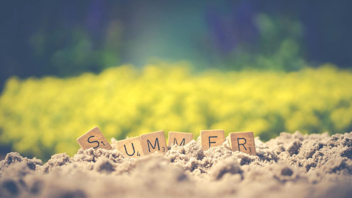 summer letter cube on soil