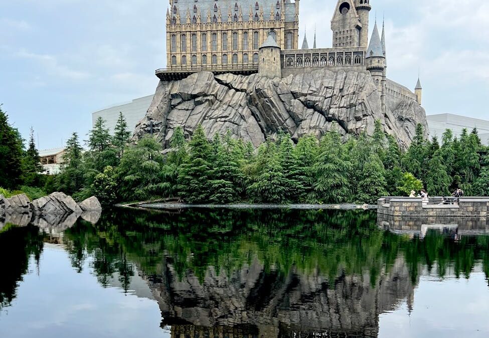 hogwarts castle reflected in a lake