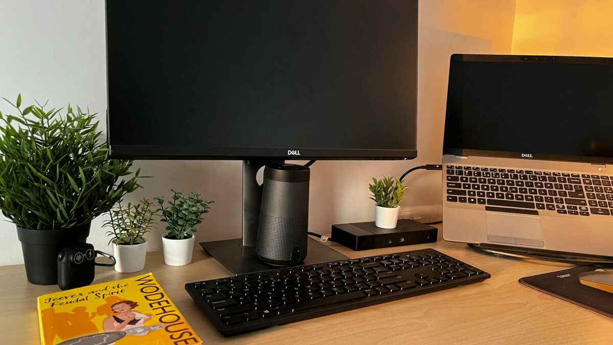 computer and laptop on the desk
