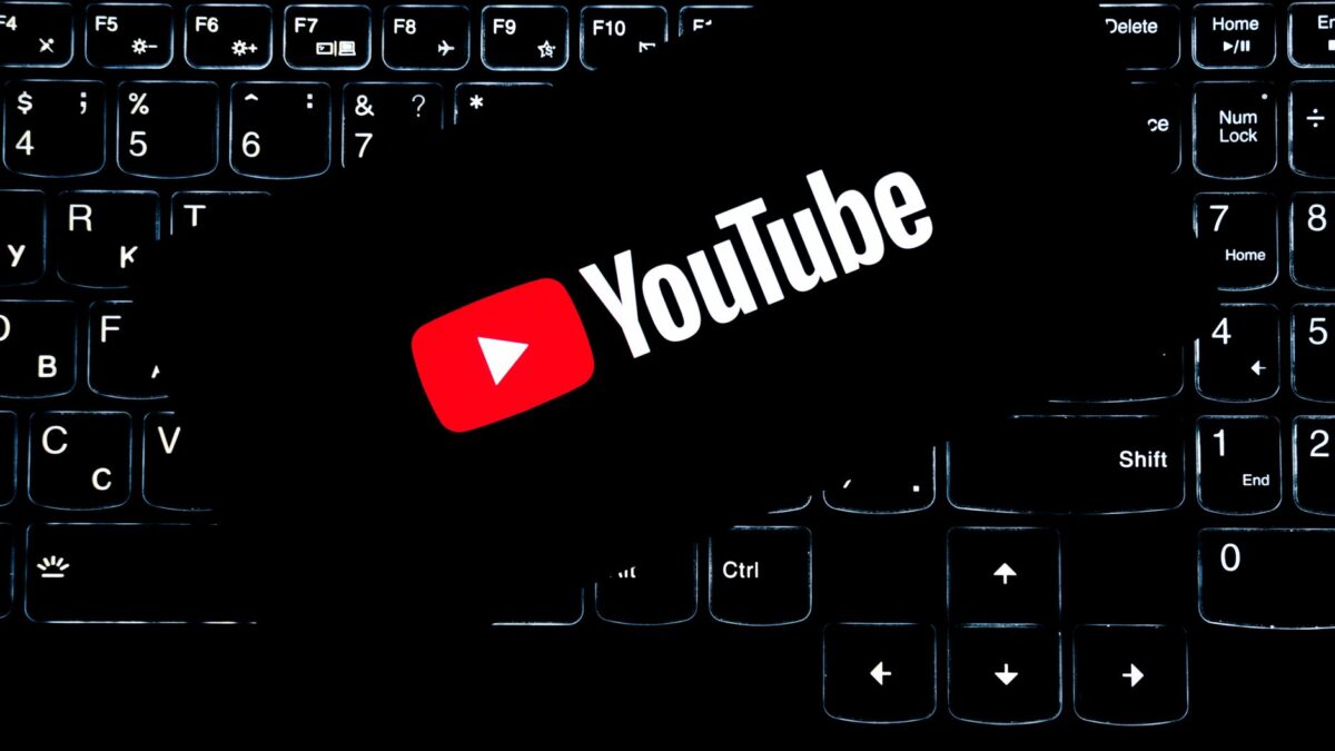 youtube logo on backlit keyboard digital media concept